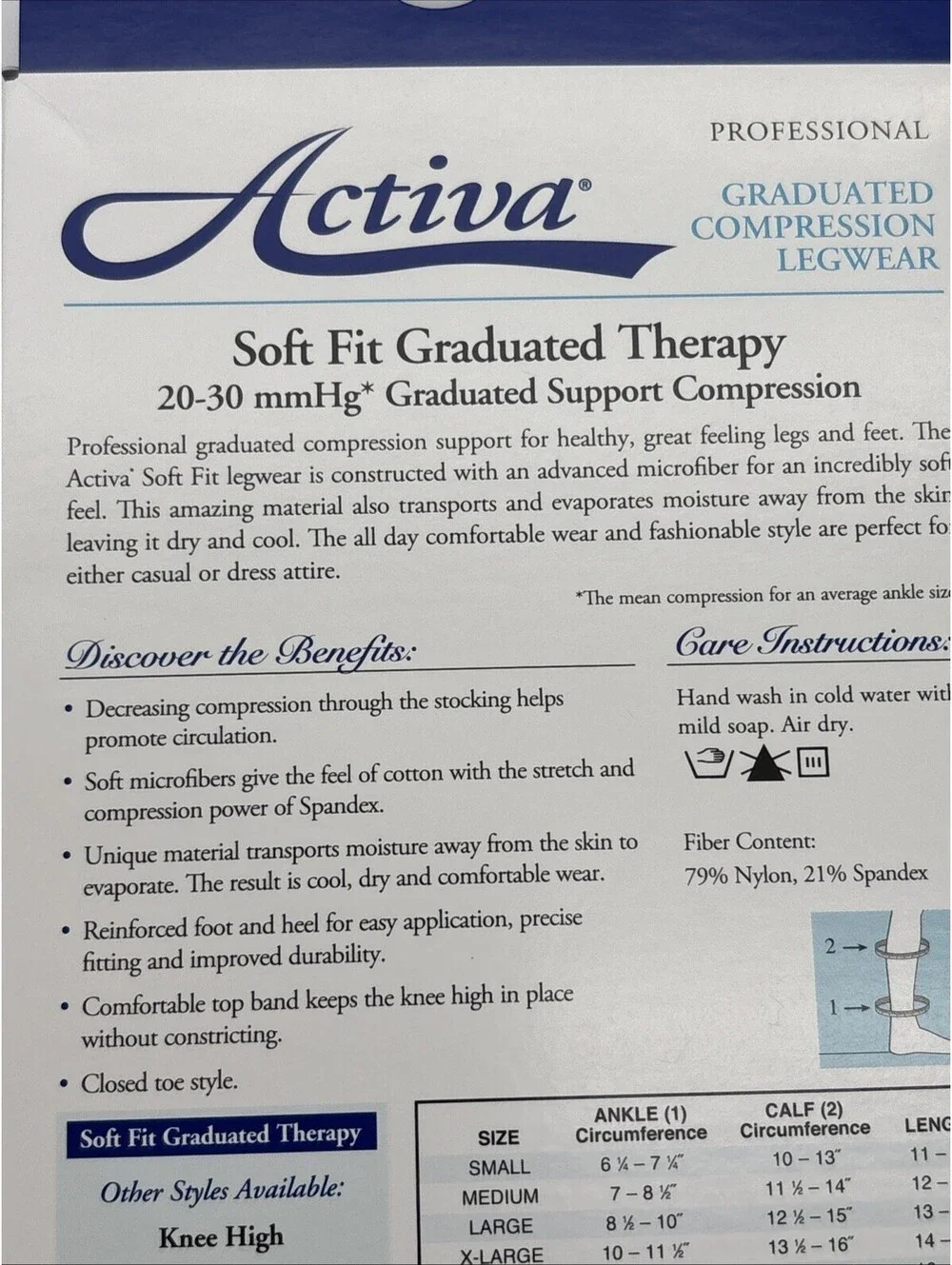 Set 2 (black & Ivory) Activa Soft Fit Knee High Closed Toe 20-30mmHg, Large NEW